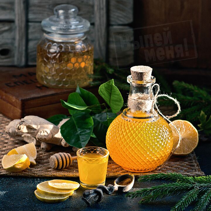 Maneschijntinctuur met sinaasappel, gember en honing zal de potentie van een man versterken