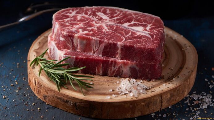 Vlees is een bron van eiwitten voor normale spermatogenese bij mannen